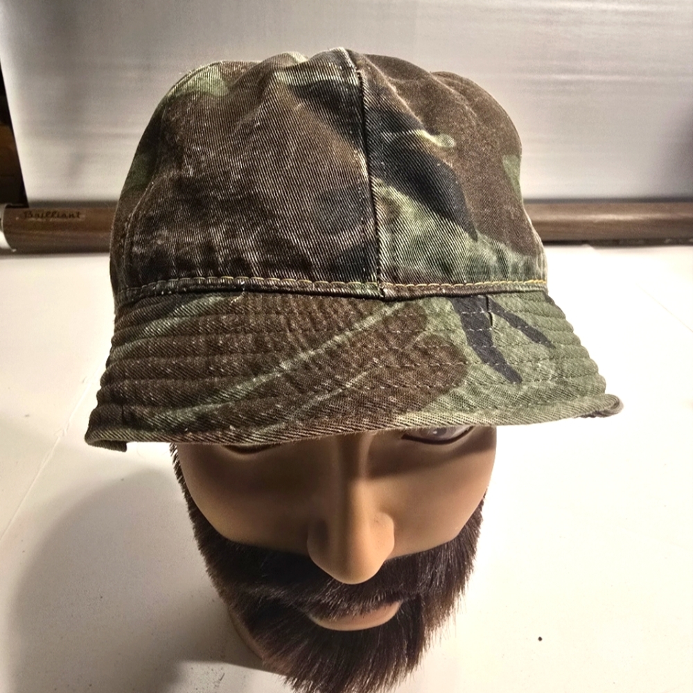 JONES ORIGINAL VINTAGE USA MADE CAMOHAT CAP GREEN/ BROWN SIZE LARGE